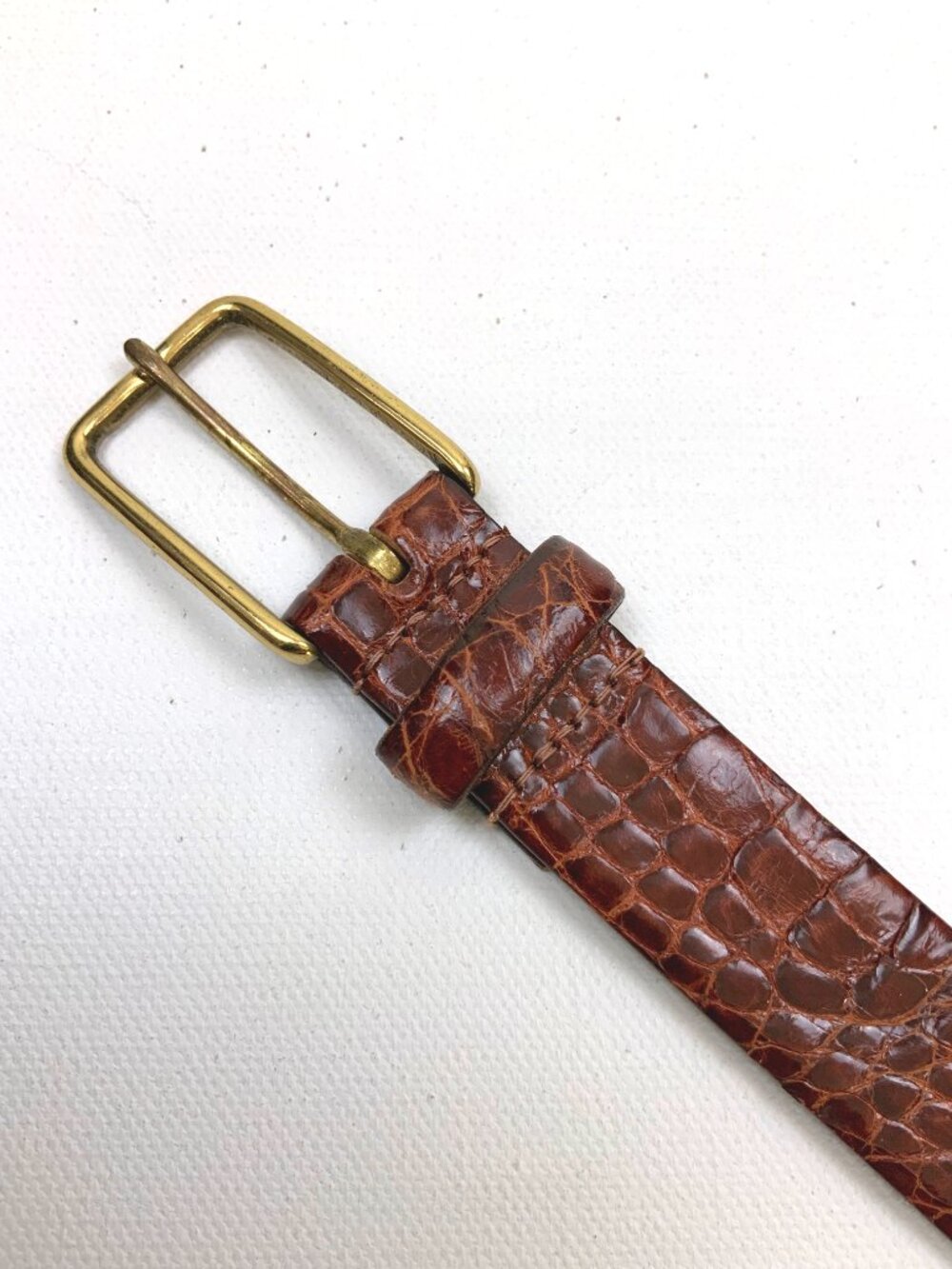 Genuine Alligator Men's Brown Belt with Gold-Tone Buckle Sz 36 - Picture 10 of 16